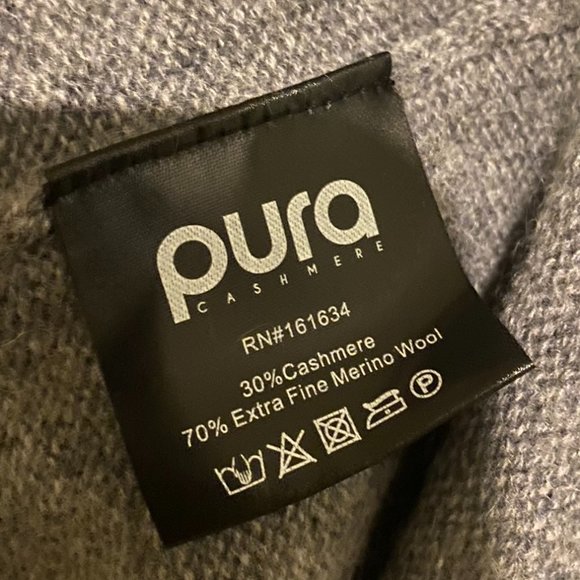 Pura Cashmere Stone Grey Turtleneck Sweater Size Medium NWT - Picture 6 of 9